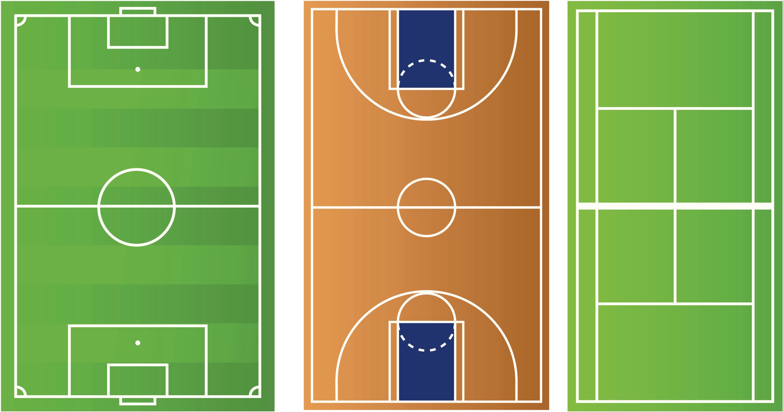 Aerial picture showing different kinds of sport courts
