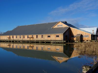 Restoration work being done Britannia Shipyard building